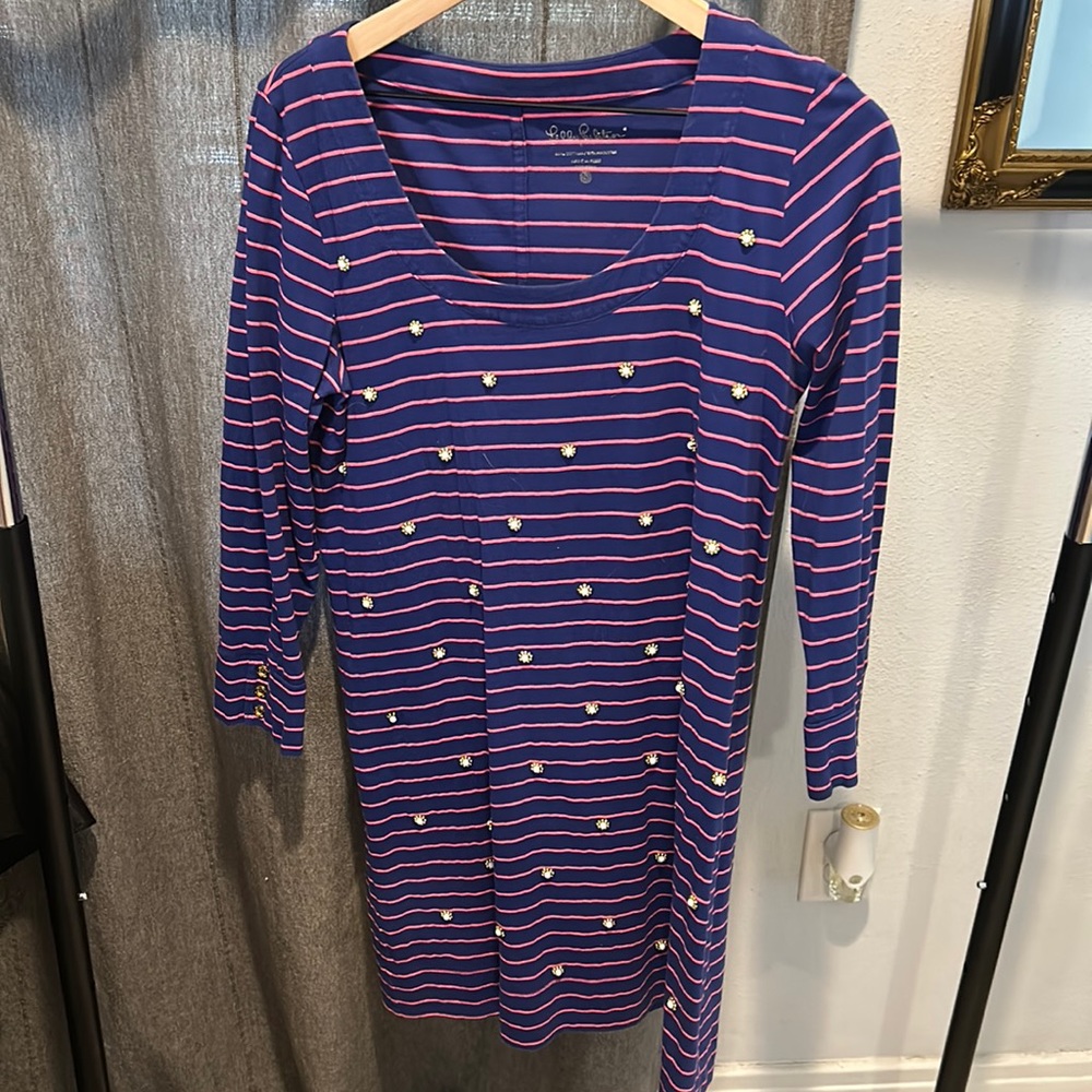 Unique striped Lilly Pulitzer dress with beading design